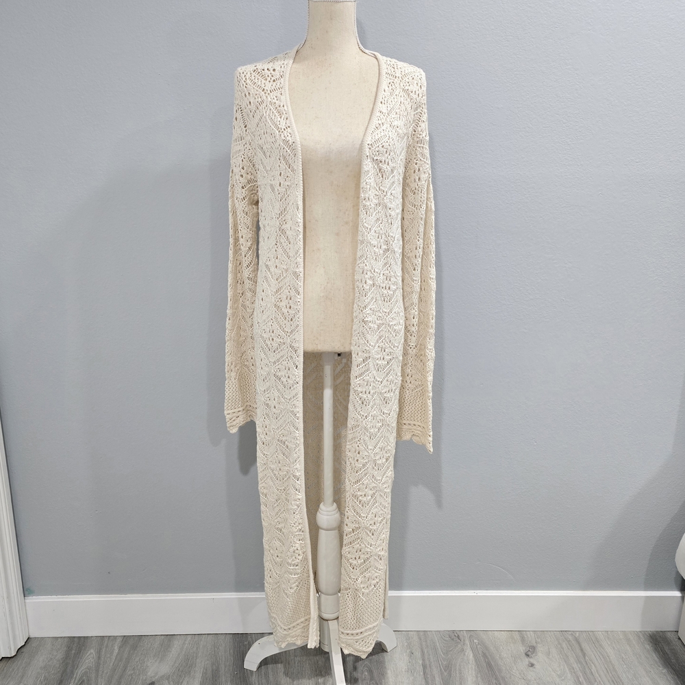 Freshman Beige Long Knit Cardigan